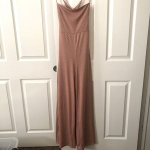 Nic & Jo dusty rose w/white polka dots jumpsuit size m